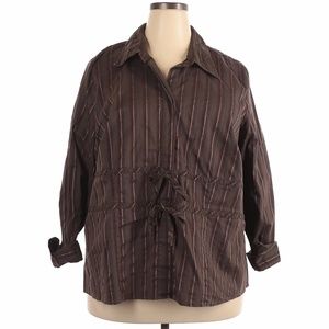 Lane Bryant Long Sleeve Hidden Button-Down Shirt 2 String Ties Size 18/20